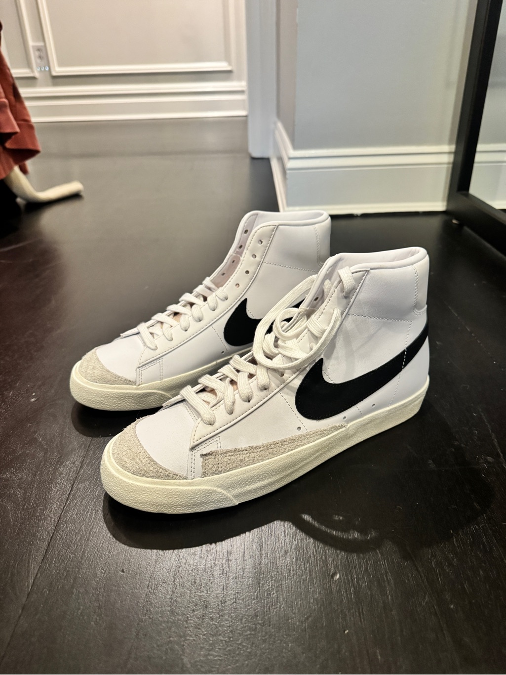 Nike Blazer White High-Top Sneakers With Black Swoosh